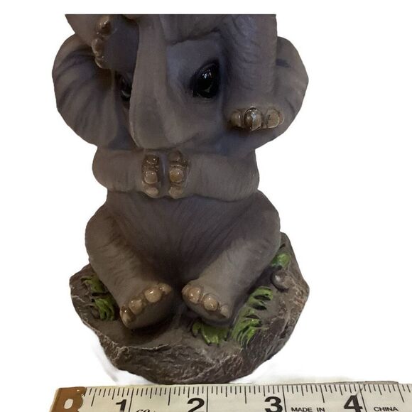 Vintage See Hear Speak No Evil Elephants Totem Statue - Picture 6 of 8